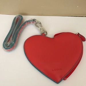 Lodis Red Leather Heart shaped wallet